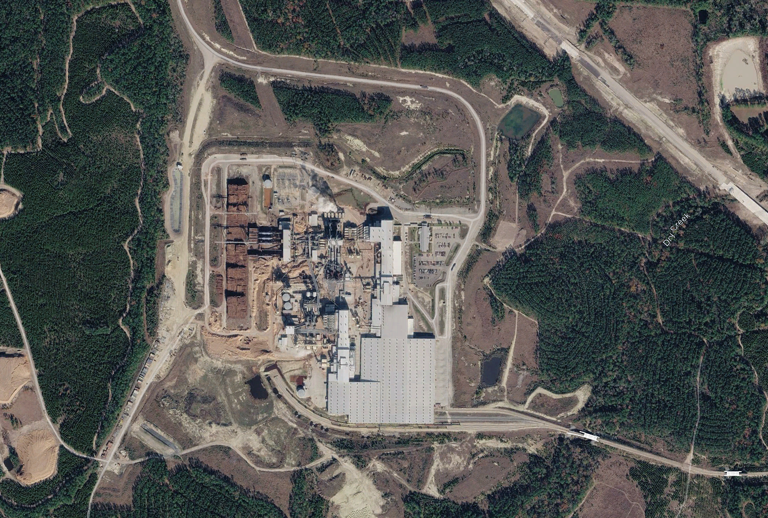 Commercial and industrial aerial site view