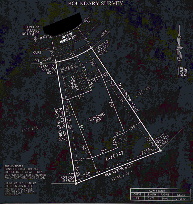 Survey drawing with boundary information