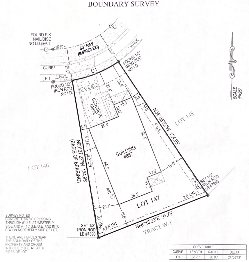 Survey plat drawing